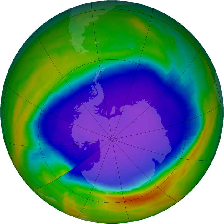 Antarctic ozone map for 07 October 1998